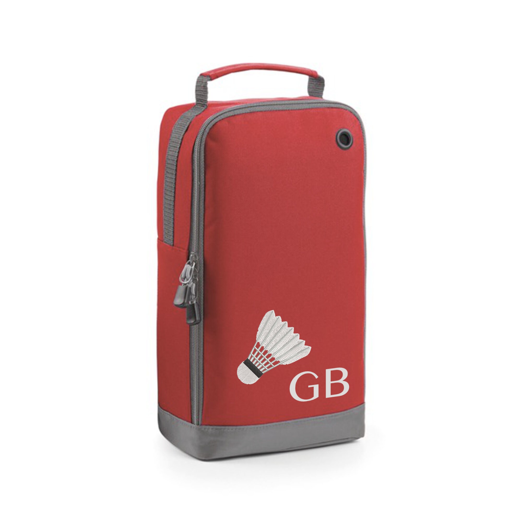 Badminton Shoe Bag Personalised With Embroidered Initials - Monogrammed Badminton Logo