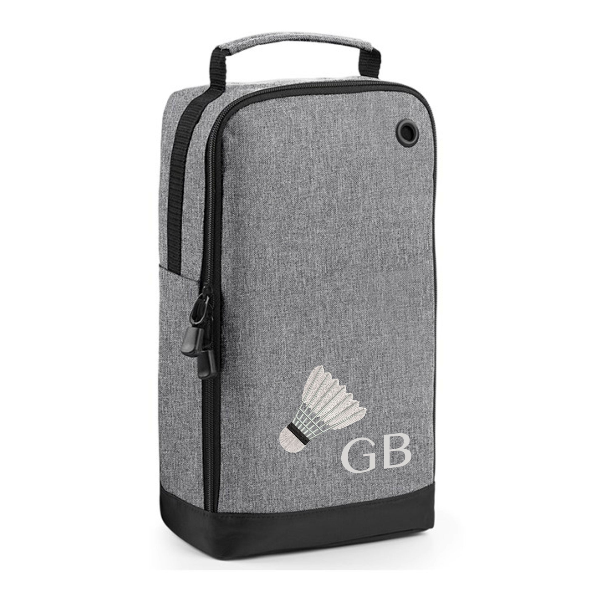 Badminton Shoe Bag Personalised With Embroidered Initials - Monogrammed Badminton Logo