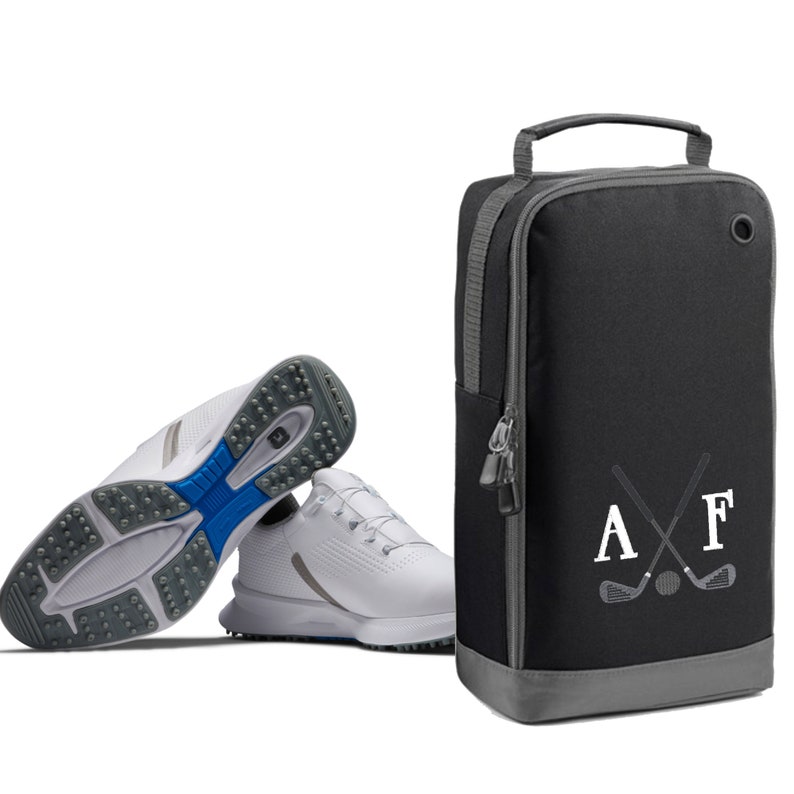 Golf Shoe Bag Personalised With Embroidered Initials Monogrammed Golf Clubs Logo Black