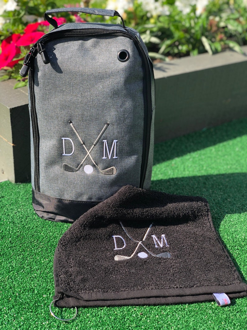 Personalised Embroidered Golf Shoe Bag and Towel All Colours Etsy UK