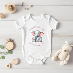 Mother's Day Baby Sleepsuit Personalised Baby Grow. Our First 1st Mother's Day. Mother's Day Gift for 1st Mother's Day. Baby Gift Customised