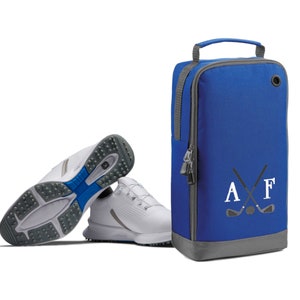 Golf Shoe Bag Personalised With Embroidered Initials Monogrammed Golf Clubs Logo Blue