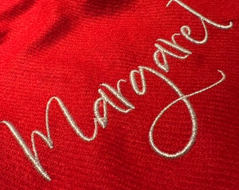 Personalised Scarf with Embroidered Name. Classic Woven Scarf. 8 Colours and free P&P