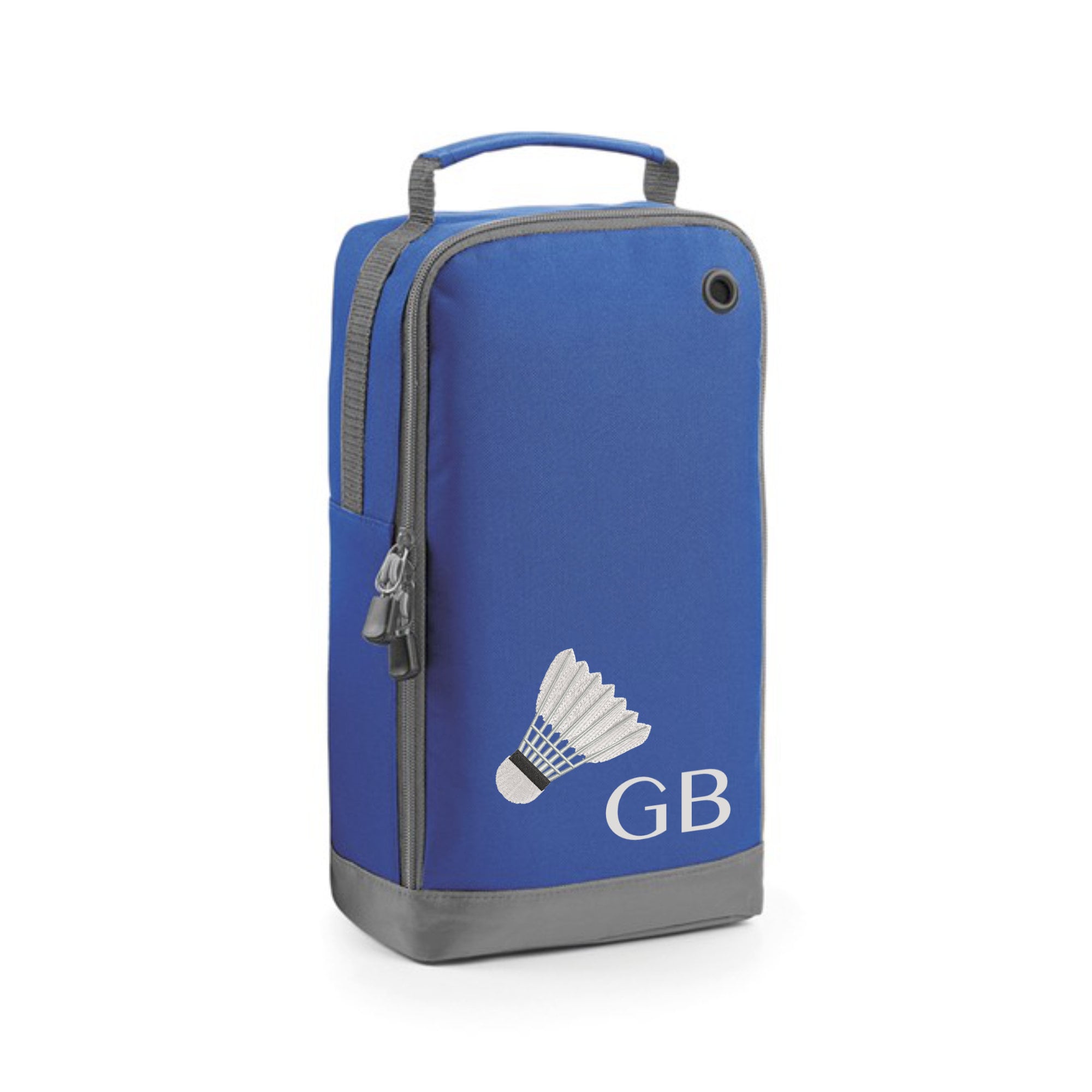 Badminton Shoe Bag Personalised With Embroidered Initials - Monogrammed Badminton Logo