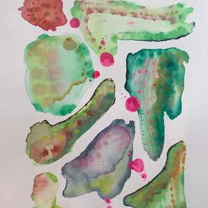 Acquerello originale dipinto "Watermelon Fraise" 12x16" arte murale