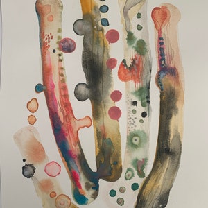 Inland  original watercolor  painting wall decor art contemporary  abstract