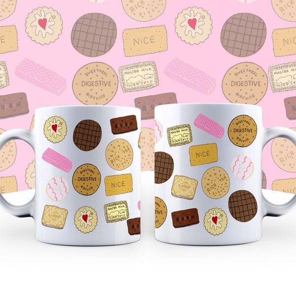 Biscuit Lover Gift, Biscuit Gifts, British Biscuits Illustratie Mok, Grappige Cookies Geschenken, Biscuit Thema Presents, Favoriete Biscuit Mok