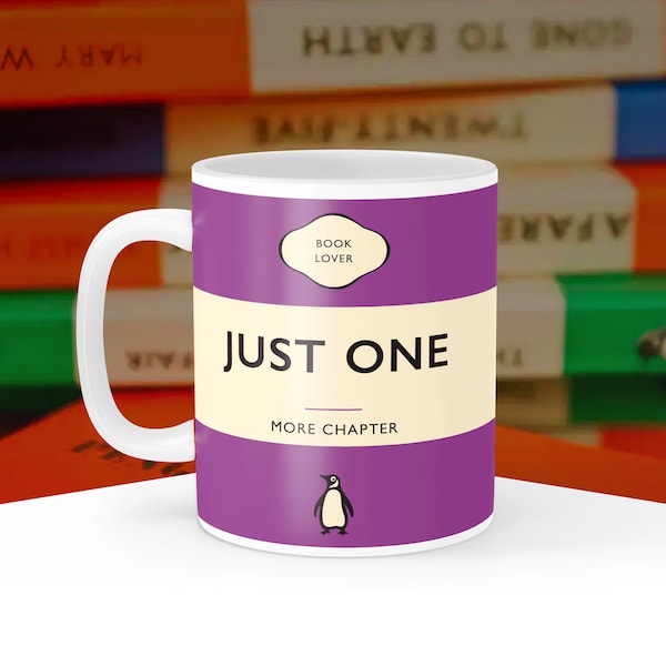 Just One More Chapter Penguin Book Covers, Penguin Classics Mug, Literary Classics, Paperback Book Lover Gift, Librarian, Teacher Reader Cup