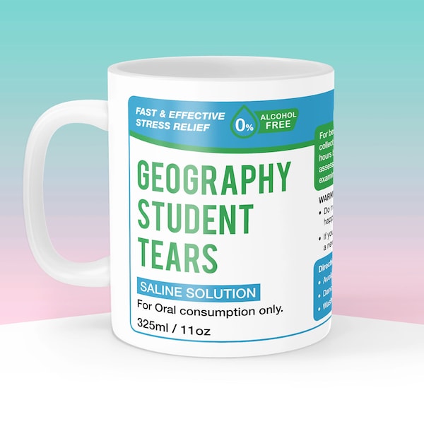 Geographie-Studenten-Tränen-Tasse, Geographie-Lehrer-Geschenk, Lehrgeschenk, lustige Geistes-Kaffeetasse, Schulabgänger-Graduierten-Becher