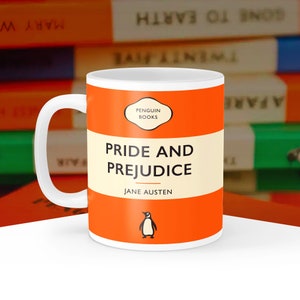 Pride and Prejudice - Jane Austen Penguin Book Covers, Penguin Classics Mug, Literary Paperback Book Lover Gift, Librarian, Readers Cup