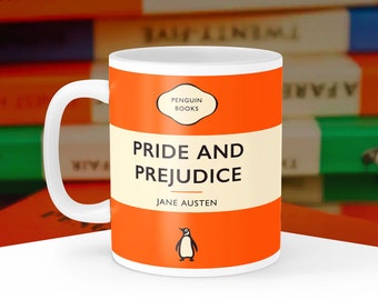 Pride and Prejudice - Jane Austen Penguin Book Covers, Penguin Classics Mug, Literary Paperback Book Lover Gift, Librarian, Readers Cup