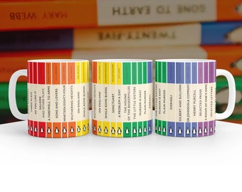 Rainbow Penguin Book Covers, Penguin Classics Mug, Literary Classics, Paperback Spines, Book Lover Gift, Librarian, Teacher and Readers Cup