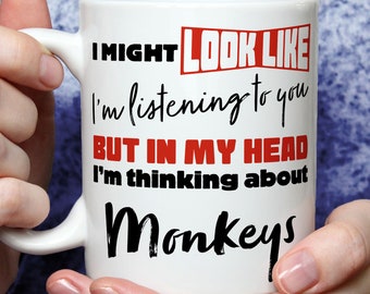 Monkey Lover Gift, Monkey Gifts, Monkey Presents, Monkeys, Funny Monkey Gifts, Monkey Theme, Monkey Mug TNK