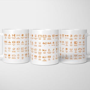 Funny Car Dashboard Icons Mug: Mechanic Gift, New Driver Present
