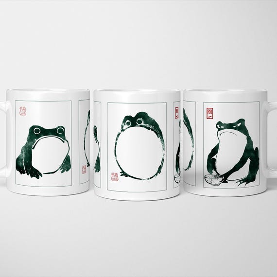 Unimpressed Frog Mug: Matsumoto Hoji Japanese Art, Cottagecore Toad