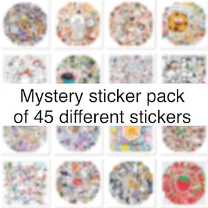 Mysteriepakket met 45 verschillende stickers, dagboekstickers, bekerstickers, bohostickers, waterdichte stickers, plannerstickers