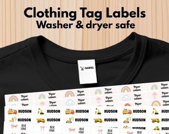 102 Clothing Tag Labels, Washer and dryer Safe , Back to school name labels, School Supplies, Customized Labels, Dishwasher Safe Stickers
