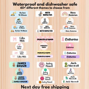 102 étiquettes imperméables pour garderie, autocollants lavables au lave-vaisselle, fournitures scolaires, étiquettes nominatives, étiquettes personnalisées, étiquettes nominatives pour bouteilles d'eau