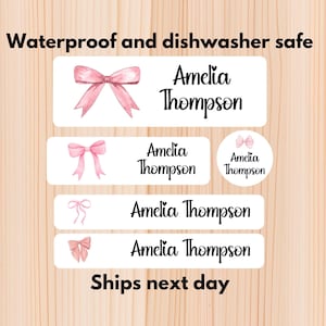 Bows Waterproof Daycare Labels - Dishwasher Safe Stickers - Name Stickers - School Supply - Name Labels-Customized Labels- Daycare Labels