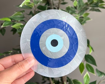 Blue evil eye rainbow Suncatcher, Suncatcher Sticker, protection sticker, Good Vibes, Rainbow Maker, Good luck Window Decal, Window Sticker