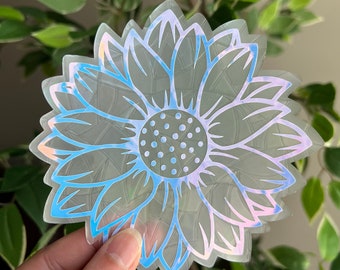 Sunflower suncatcher sticker, prism window sticker, rainbow window cling, Rainbow maker, sunflower sticker, floral sticker, car decal