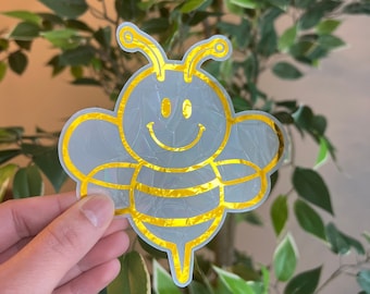 Bee suncatcher sticker for window, kids birthday gift, party favors, Bee happy sun catcher sticker, home decor, Rainbow window cling, prism
