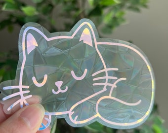 Cat sun catcher sticker, cat lovers sticker, cat window decal, car decal, window film, window cling, rainbow maker sticker, cat mom sticker