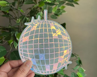 Disco ball rainbow Sun catcher, Sticker, disco ball sticker, rainbow window cling, Rainbow Maker sticker, Window Decal, stocking stuffers