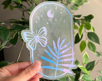 Boho butterfly suncatcher sticker, window decal, window sticker, window film, Rainbow maker, celestial sticker, magical sticker, car decal