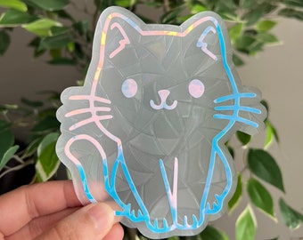 Cat sun catcher sticker, cat lovers sticker, cat window decal, car decal, window film, window cling, rainbow maker sticker, cat mom sticker