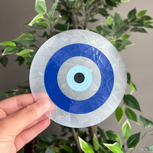 Blue evil eye rainbow Suncatcher, Suncatcher Sticker, protection sticker, Good Vibes, Rainbow Maker, Good luck Window Decal, Window Sticker