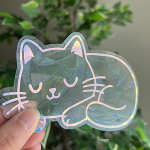 Cat sun catcher sticker, cat lovers sticker, cat window decal, car decal, window film, window cling, rainbow maker sticker, cat mom sticker