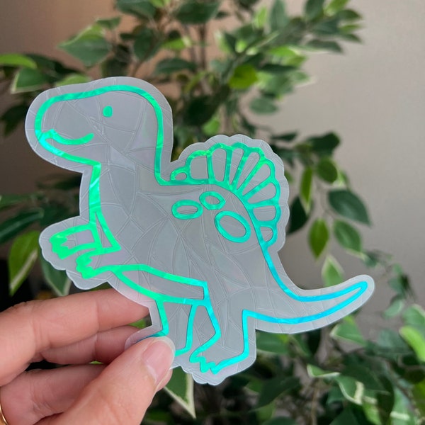 Dinosaur sun catcher sticker, Dinosaur lover sticker, rainbow window cling, dinosaur birthday party, Easter basket stuffers, Kid Easter gift