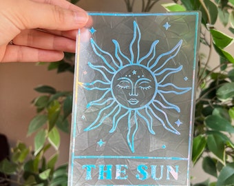 Sun tarot card suncatcher sticker, window decal, window sticker, window film, Rainbow maker, celestial sticker, magical sticker, car decal