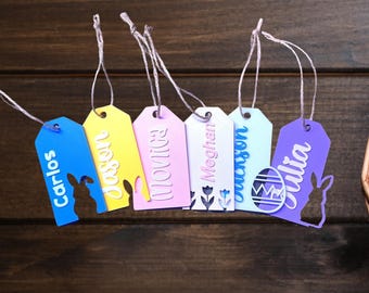 3D Printed Custom Name Easter Basket Tag – Personalized Bunny Gift Tag – Reusable Spring Basket Name Decoration for Kids