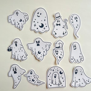 12 Stück Himmlische Halloween Aufkleber, glänzende Vinyl-Aufkleber, Halloween-Dekoration, Geister-Party Geschenk, wasserfeste Aufkleber