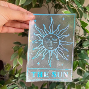 Sticker attrape-soleil carte tarot soleil, sticker fenêtre, film pour fenêtre, sticker arc-en-ciel, sticker céleste, sticker magique, cadeau de Pâques pour maman