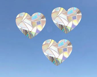 Pack of 3 Hearts suncatcher sticker, window decal, window sticker, window film, Rainbow maker, celestial sticker, magical sticker
