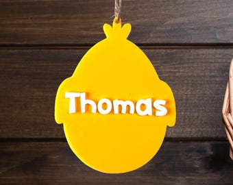 3D Printed Custom Name Easter Basket Tag – Personalized chick Gift Tag – Reusable Spring Basket Name Decoration for Kids