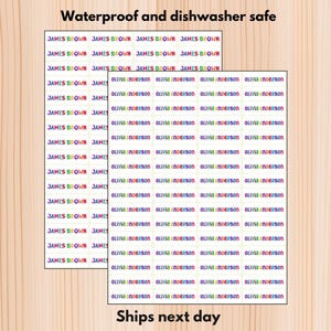 Waterproof Daycare Labels, Dishwasher Safe Stickers, Summer camp name labels, School Supply, Customized Labels, Water bottle name labels