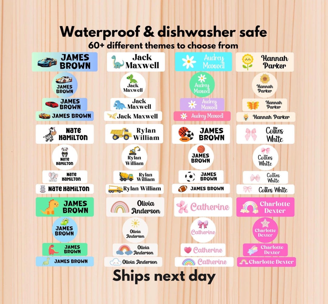 102 Waterproof Daycare Labels - Dishwasher Safe Stickers - Name ...