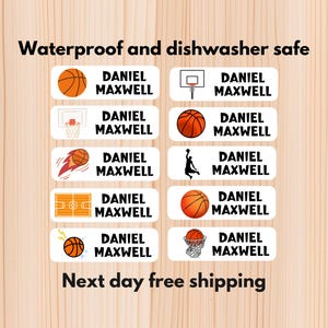 Basketball wasserdichte Kindertagesstätten-Etiketten, spülmaschinenfeste Aufkleber, Namensaufkleber, Schulbedarf, Namensetiketten, benutzerdefinierte Etiketten, Wasserflaschenetiketten