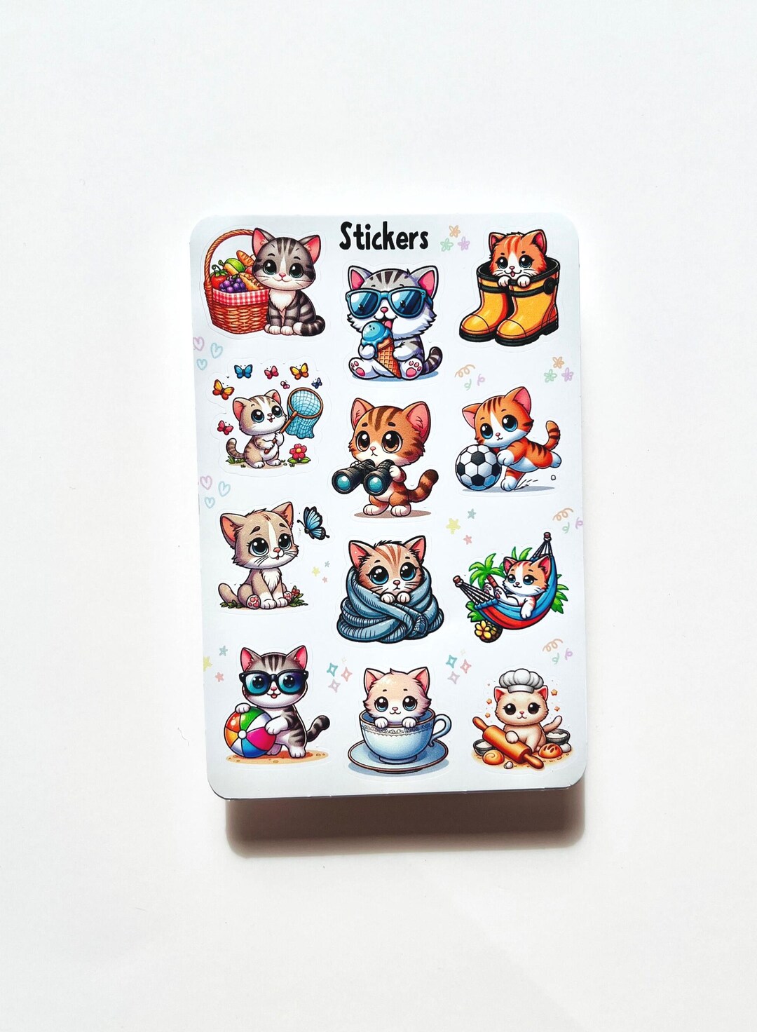 Cute Cat Sticker Sheet | Kawaii Cat Stickers | Waterproof Vinyl Planner ...