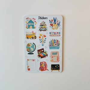 Sticker Bogen, Schulanfang, Journal Sticker, Kalender, Planer Aufkleber, Arbeitsaufkleber, gemütliche Kunst, Notebook Aufkleber, Schule, Studium
