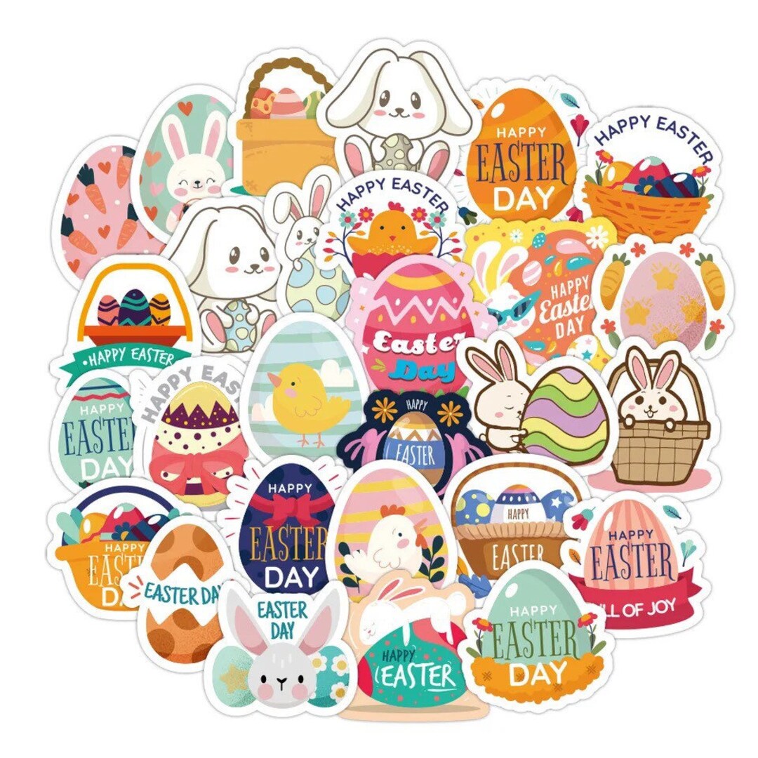 Pack of 25 Easter Bunny Stickers, Easter Egg Stickers, Kids Easter ...