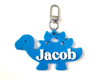 Personalisierter Dinosaurier Name Schlüsselanhänger, personalisierter 3D Gedruckter Dino Schlüsselanhänger, Kinder Rucksack Anhänger - Geburtstagsgeschenk, Dino Schlüsselanhänger für Kinder