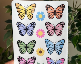 Boho butterfly stickers sheet, Glossy vinyl stickers, waterproof sticker, water bottle sticker, Laptop stickers, planner sticker, Journaling