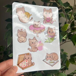Cute Cats Sticker Sheet Vinyl Glossy Stickers Kids Birthday - Etsy