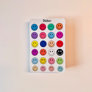 Sticker sheet, smiley face stickers, kids birthday stickers, happy face party theme, skateboard sticker, waterproof stickers, water bottle