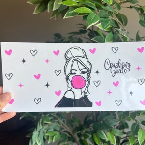 Crushing Goals UV DTF Cup Wrap: Waterproof Permanent Adhesive for 16oz Glass Can